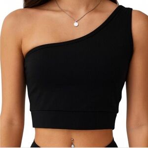 Black One-Shoulder Crop Top